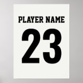 Poster Maillot de sport Nom Numéro Monogramme Blanc (Devant)