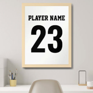 Poster Maillot de sport Nom Numéro Monogramme Blanc