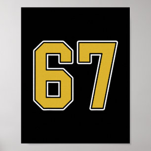 Poster Maillot de sport Old Gold Noir Blanc Numéro 67 Uni