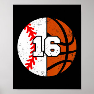 Poster Maillot Numéro 16 Sketll Drôle 16e Anniversaire