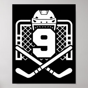Poster Maillot numéro 9 de hockey drôle de joueur de hock