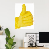 Poster Main dans le gant de latex jaune (Bureau à domicile)