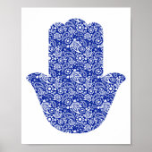 Poster Main de Hamsa Bleu Blanc Lucky Talisman (Devant)