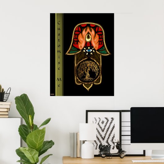 Poster Main de Hamsa feat : Arbre de vie (Bureau à domicile)