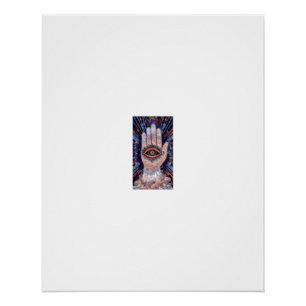 Poster Main de Hamsa Œil Éclat de Rayon Cosmique