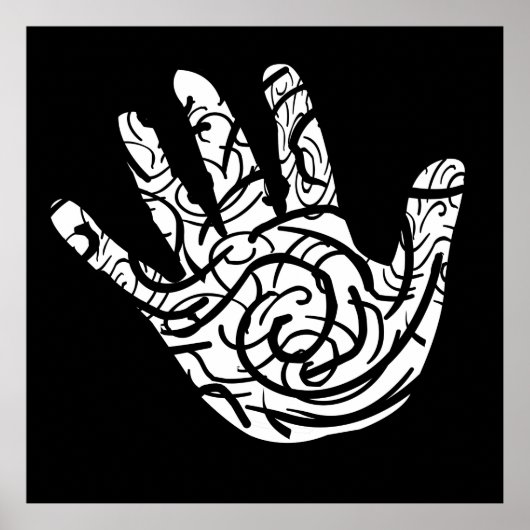 Poster main de palme géométrique abstraite (Devant)