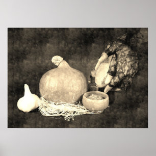 Poster Main de sorcière préparant des herbes