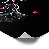 Poster Main de squelette de chat noir Boop Saint Valentin (Coin)