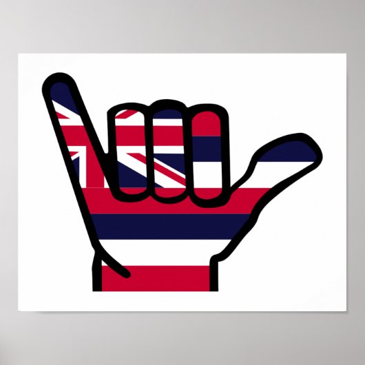 Poster Main du drapeau hawaïen (Devant)