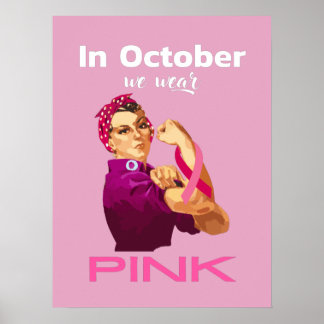 Poster Main en Octobre nous portons Pink Rosie le riveter