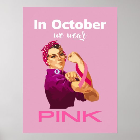 Poster Main en Octobre nous portons Pink Rosie le riveter (Devant)