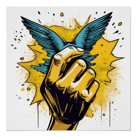 Poster Main et ailes - Gras et Expressive Pop Art (Devant)