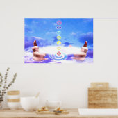 Poster Main guérisseur, énergie, symboles chakra, bleu (Cuisine)
