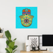 Poster Main Hamsa colorée avec cachemire (Bureau à domicile)