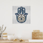 Poster Main Hamsa - Main Fatima en bois bleu (Cuisine)