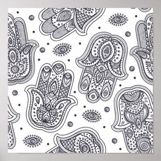 Poster Main inspirée tirée Hamsa 2 (Devant)