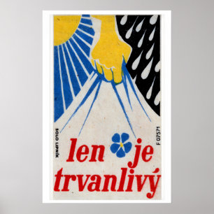 Poster Main jaune tenant la foudre bleue Tchécoslovaquie