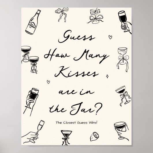 Poster Main Noire Dessinée Mariage Devinez Combien (Devant)