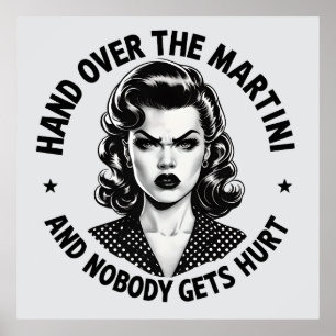 Poster Main Over the Martini - Retro Funny Wall Art