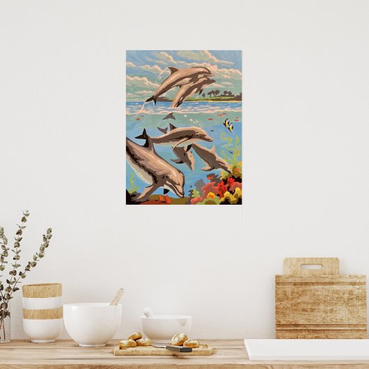 Poster Main Painted by Number | Dolphins | (Cuisine)