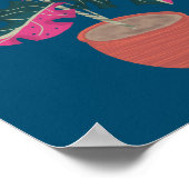 Poster Main Plante rose Monstera tirée (Coin)