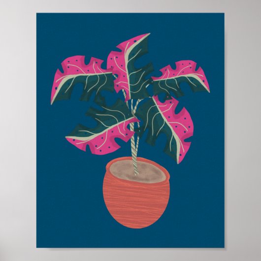Poster Main Plante rose Monstera tirée (Devant)