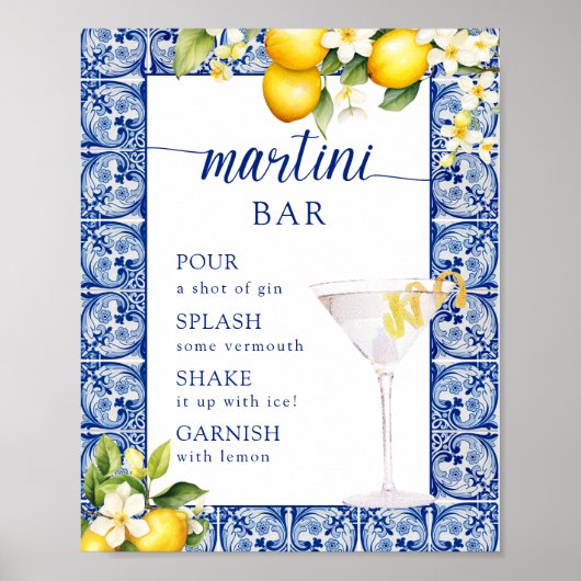 Poster Main Squeeze Lemons Fête des mariées Martini Bar (Devant)
