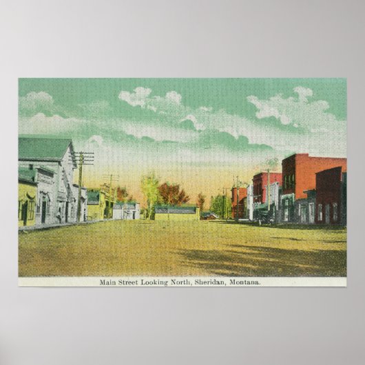 Poster Main Street Look North Sheridan, MT (Devant)