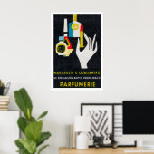 Poster Main stylisée tenant un flacon de parfum (Bureau à domicile)