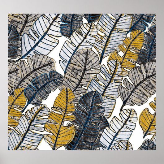 Poster Main tirée : Feuilles tropicaux (Devant)