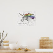 Poster Main Tirée Magique Unicorne. Crois en Miracles. (Cuisine)