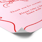 Poster Main Whimsical Tirée Rose & Rouge Faveurs (Coin)