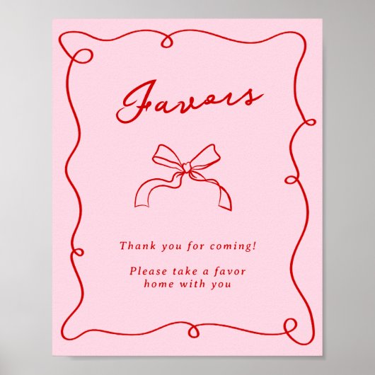 Poster Main Whimsical Tirée Rose & Rouge Faveurs (Devant)