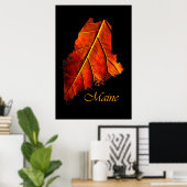 Poster Maine Autumn Orange Leaf | Maine Fall Foliing (Bureau à domicile)