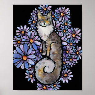Poster Maine Coon bleu et vert Cuddle Caturday Cat