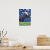Poster MaineMoose au clair de lune (Cuisine)
