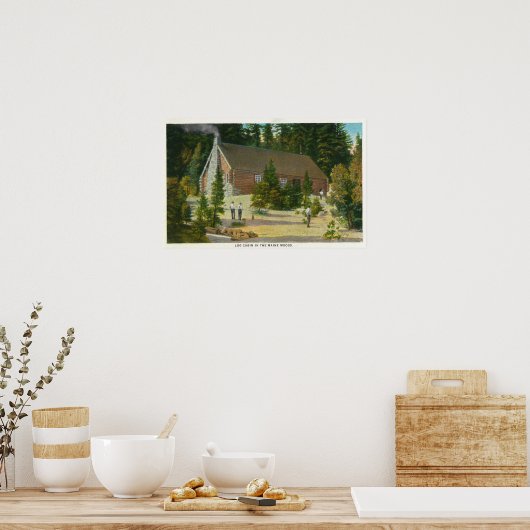 Poster MaineVue d'un Cabine de journaux dans le Maine Woo (Cuisine)