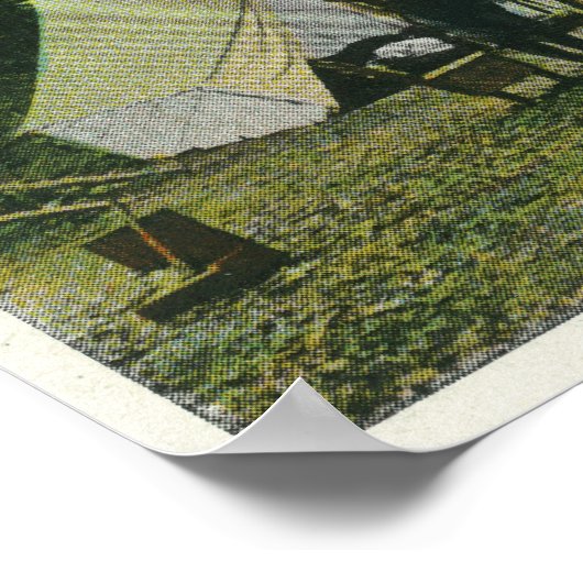 Poster MaineVue d'un terrain de camping dans le Maine Woo (Coin)