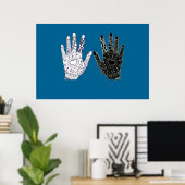 Poster Mains d'amitié noir et blanc (Bureau à domicile)
