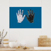 Poster Mains d'amitié noir et blanc (Cuisine)