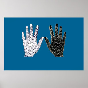 Poster Mains d'amitié noir et blanc