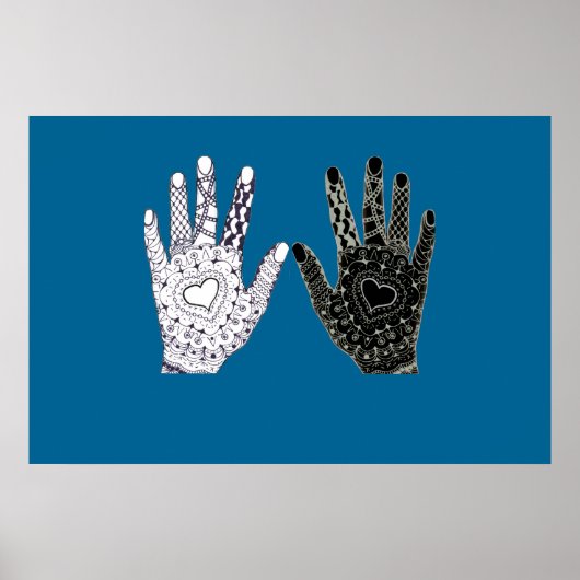 Poster Mains d'amitié noir et blanc (Devant)