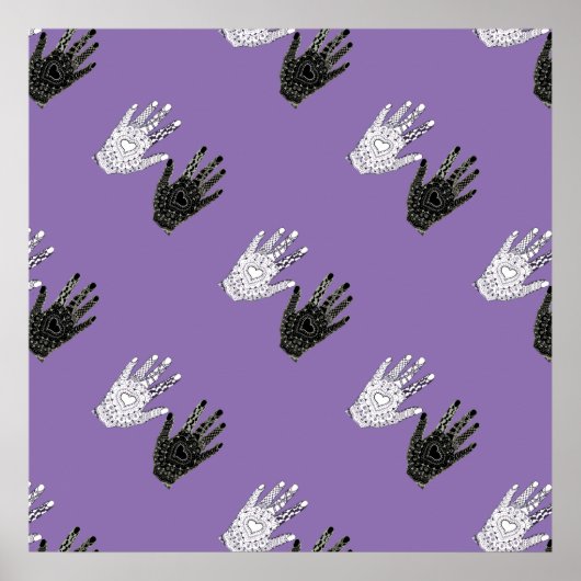 Poster Mains d'amitié noir et blanc (Devant)