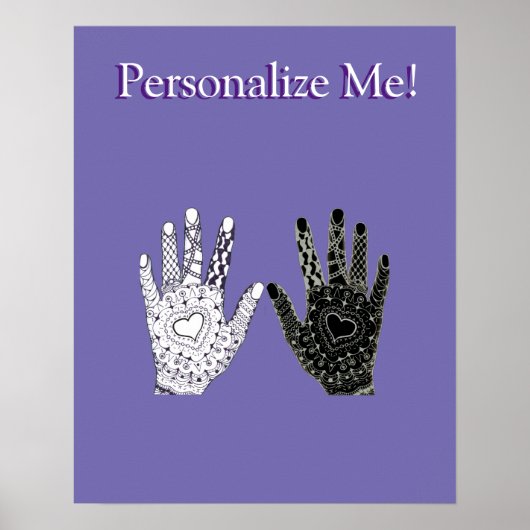 Poster Mains d'amitié noir et blanc (Devant)