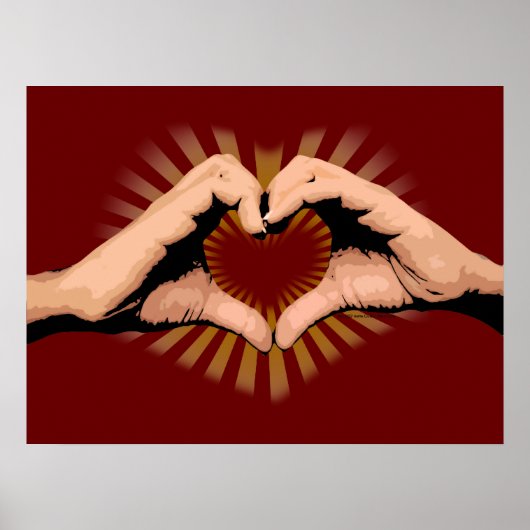 Poster Mains dans la forme d'un coeur, Love Design (Devant)