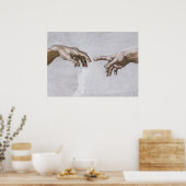 Poster Mains de Dieu et Adam par Michel-Ange (Cuisine)