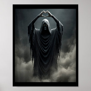 Poster Mains de fantôme drôle coeur visage effrayant hall