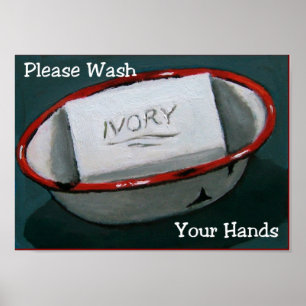 POSTER MAINS DE LAVAGE : ART EN IVOIRE DE SAVON : COPIE