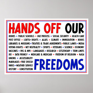 Poster Mains de notre liberté signe de protestation des d