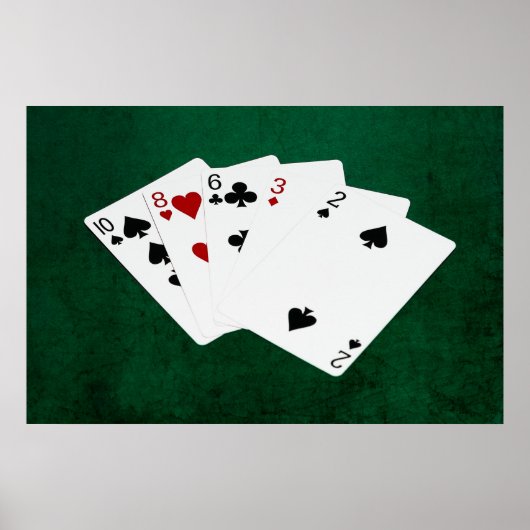 Poster Mains de poker - Carte haute - Dix (Devant)